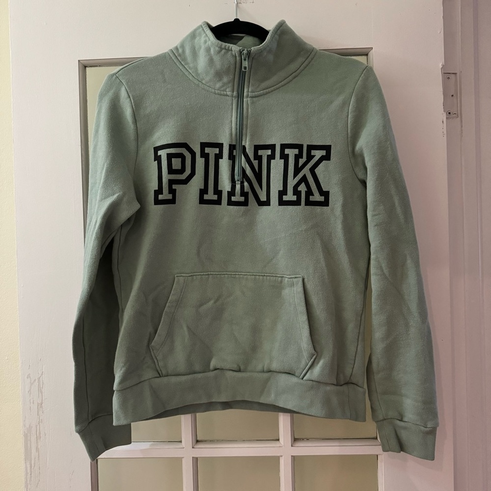 PINK Green Quarter Zip